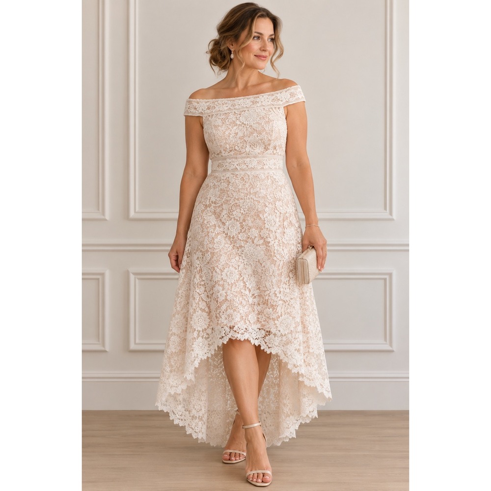 TADASHI SHOJI Mimi Bridal Gown Lace Wedding Dress 12 Off Shoulder BH17562LBR